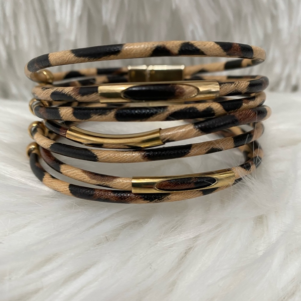 Brown Leopard Tube Bracelet